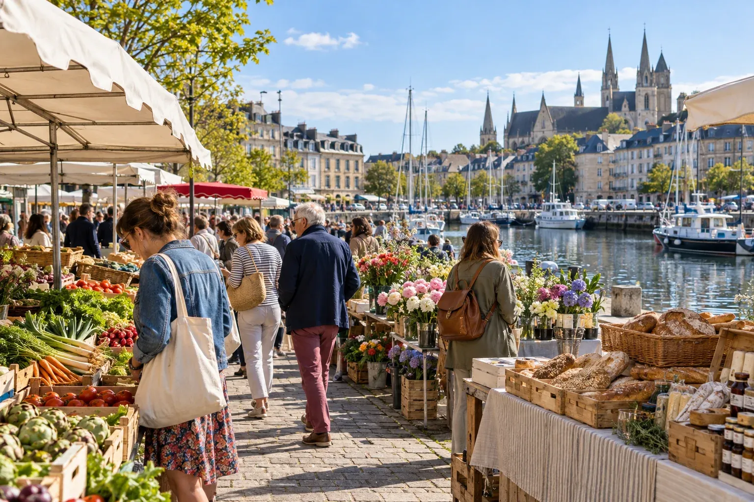 Marché du dimanche sur le port de Caen