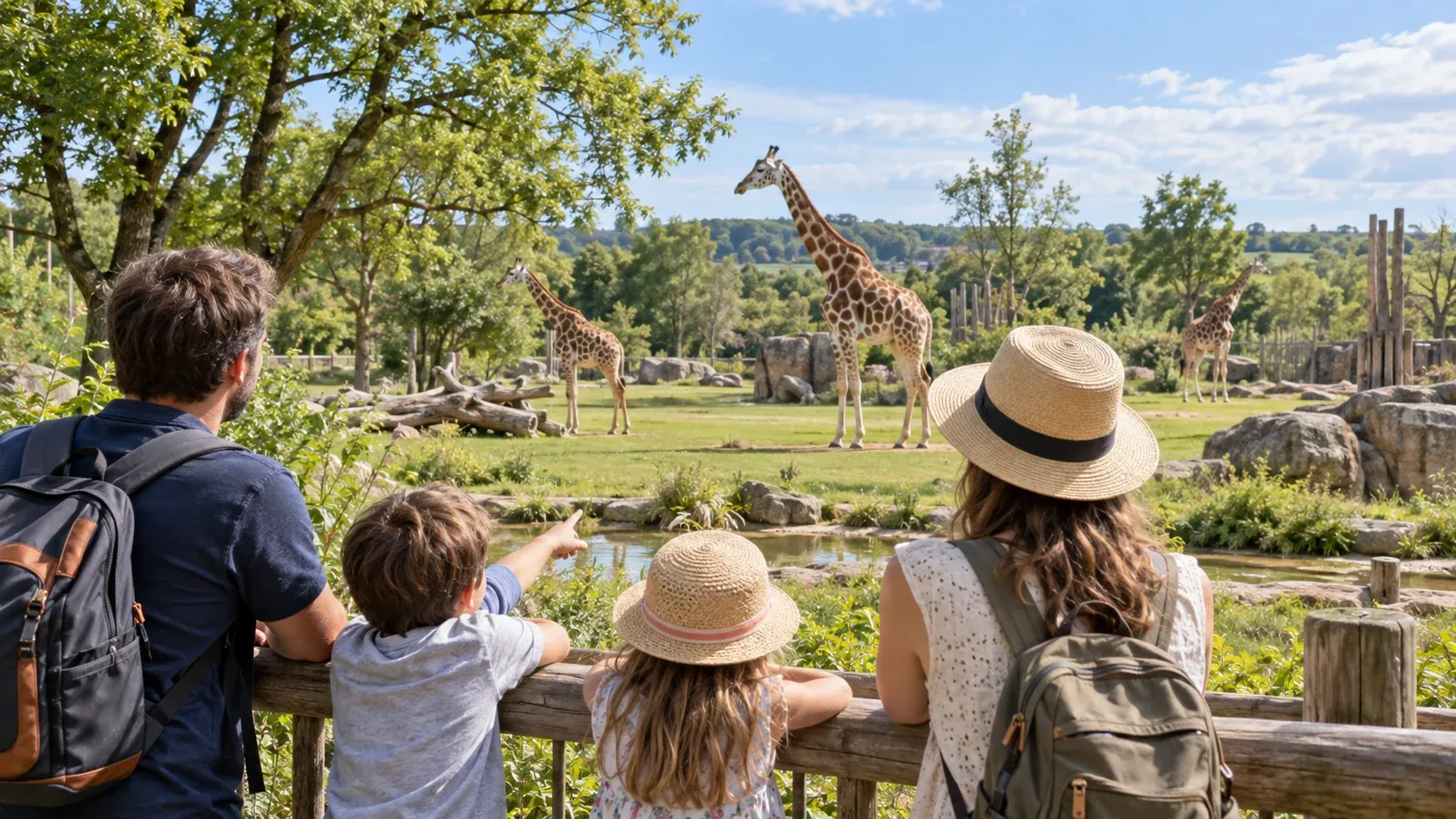 Famille visitant le zoo de Normandie / Cerza